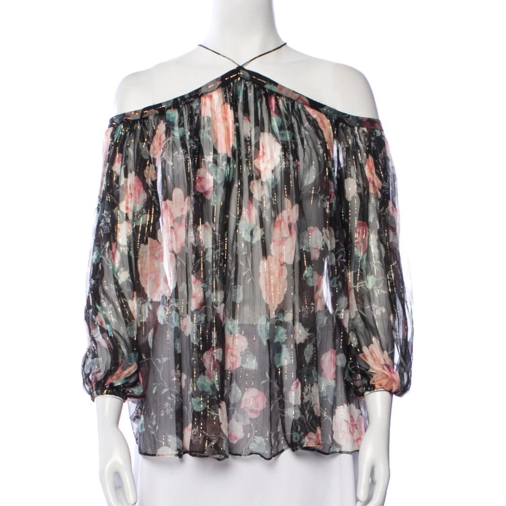 Zimmermann Silk Sheer Black Floral Havoc Suspend Blouse Top 0 US 4